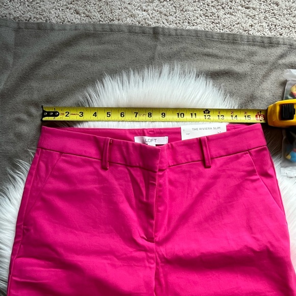 NWT LOFT Riviera Slim Hot Pink Cropped Pants Size 8 - Picture 6 of 8